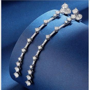 925 Sterling Silver Moissanite  (6.0tcw) 1.0ct Tassel Earrings