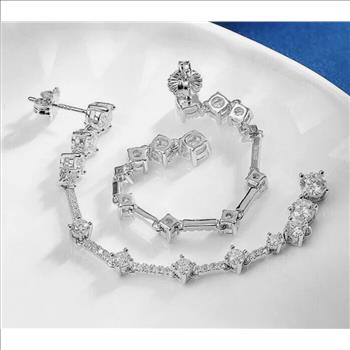 925 Sterling Silver Moissanite  (6.0tcw) 1.0ct Tassel Earrings