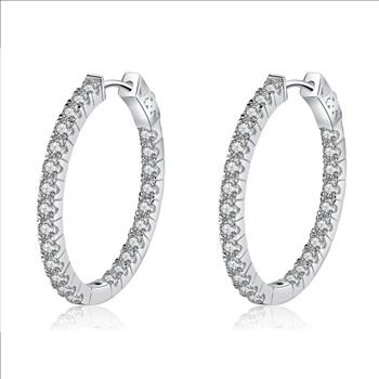 925 Sterling Silver Moissanite 0.06ct Hoop Earrings