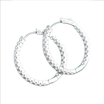 925 Sterling Silver Moissanite 0.06ct Hoop Earrings