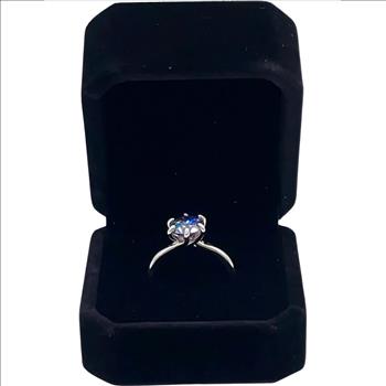 925 Sterling Silver Rainbow Green Moissanite Lab Diamond 2.0ct Ring