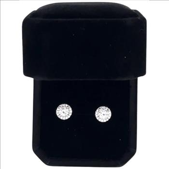 925 Sterling Silver Moissanite  0.5ct Halo Stud Earrings