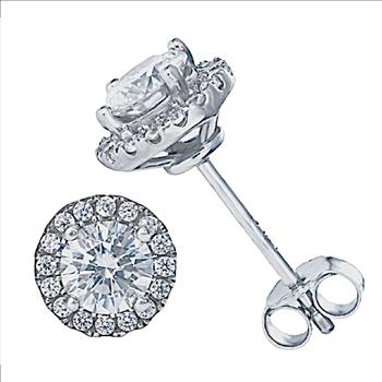 925 Sterling Silver Moissanite  0.5ct Halo Stud Earrings