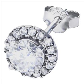 925 Sterling Silver Moissanite  0.5ct Halo Stud Earrings