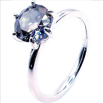 925 Sterling Silver Rainbow Blue Moissanite Lab Diamond 2.0ct Ring
