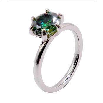 925 Sterling Silver Turquoise Moissanite Lab Diamond 2.0ct Ring