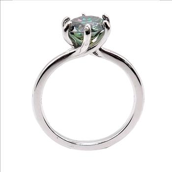 925 Sterling Silver Turquoise Moissanite Lab Diamond 2.0ct Ring