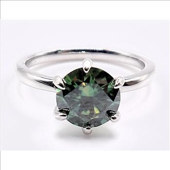 925 Sterling Silver Turquoise Moissanite Lab Diamond 2.0ct Ring