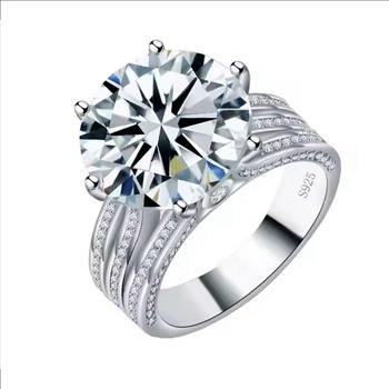 925 Sterling Silver Moissanite 5.0ct Triband Ring