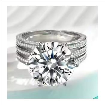 925 Sterling Silver Moissanite 5.0ct Triband Ring