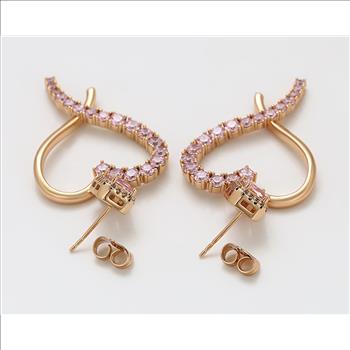 2.8tcw Each 18K Gold Plated Pink Simulated Diamond Heart Earrings
