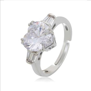 Heart Cut 1.25ct Platinum Plated Trinity Ring