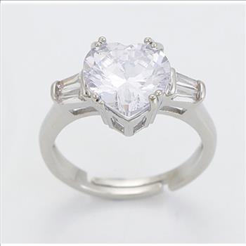 Heart Cut 1.25ct Platinum Plated Trinity Ring