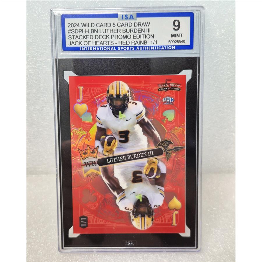 Luther Burden III 2024 Wild Card 5 Card Draw Red Rainbow Mirror 1/1 Bears ISA 9