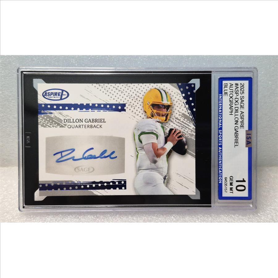 2025 Sage Aspire Football Dillon Gabriel Auto Blue Foil SP ISA 10 Gem Mint