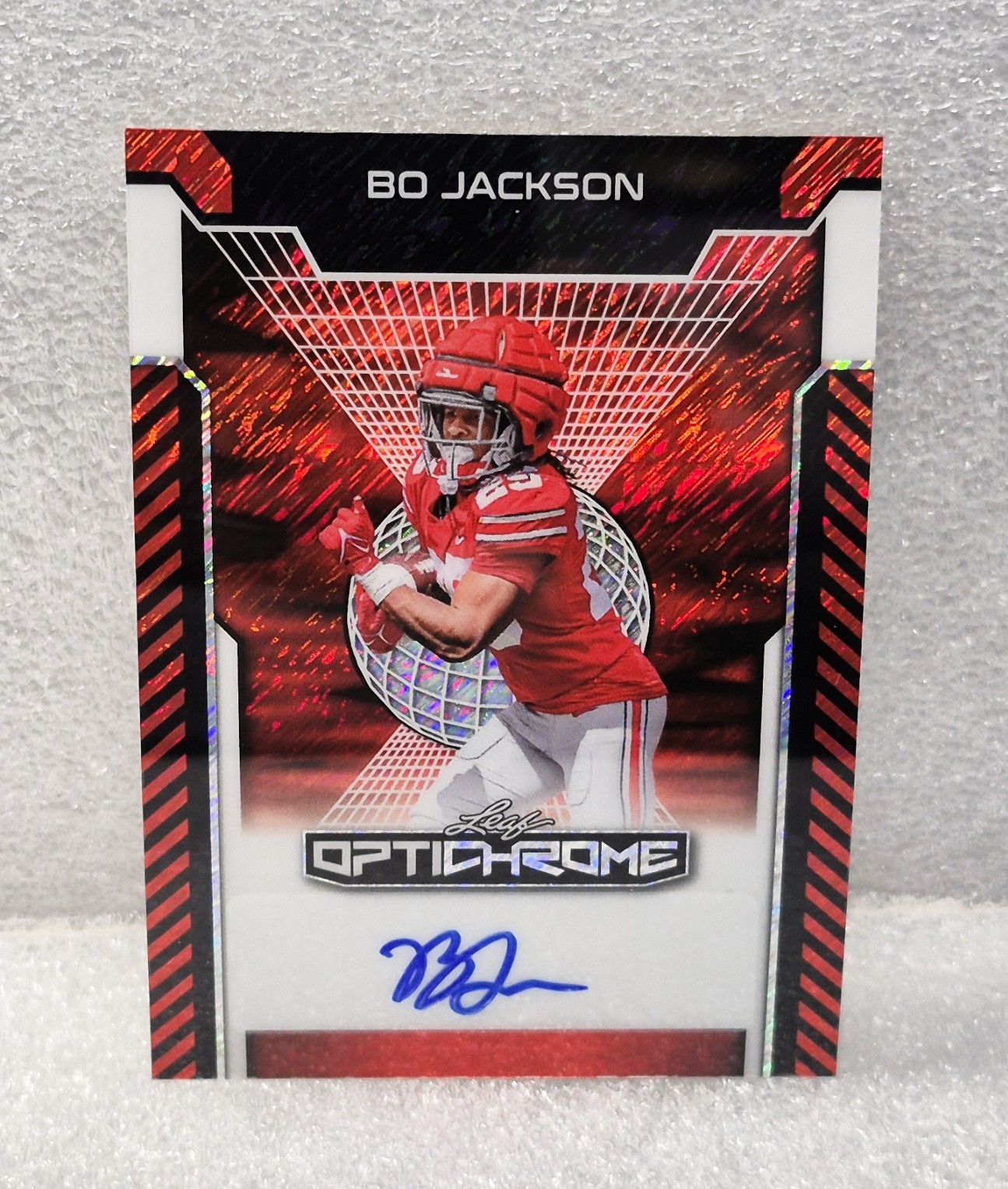 Bo Jackson 2025 Leaf Optichrome Red Shimmer 1/2 Color Match Ohio State