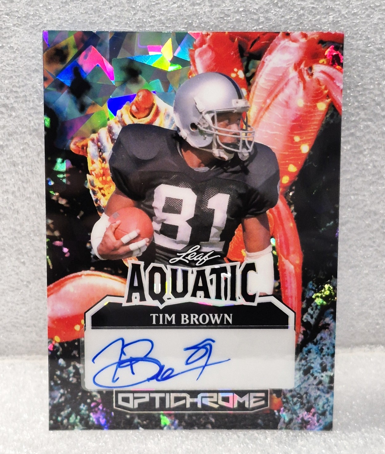 Tim Brown Auto 1/1 2025 Leaf Optichrome Aquatic Lobster Cracked Ice