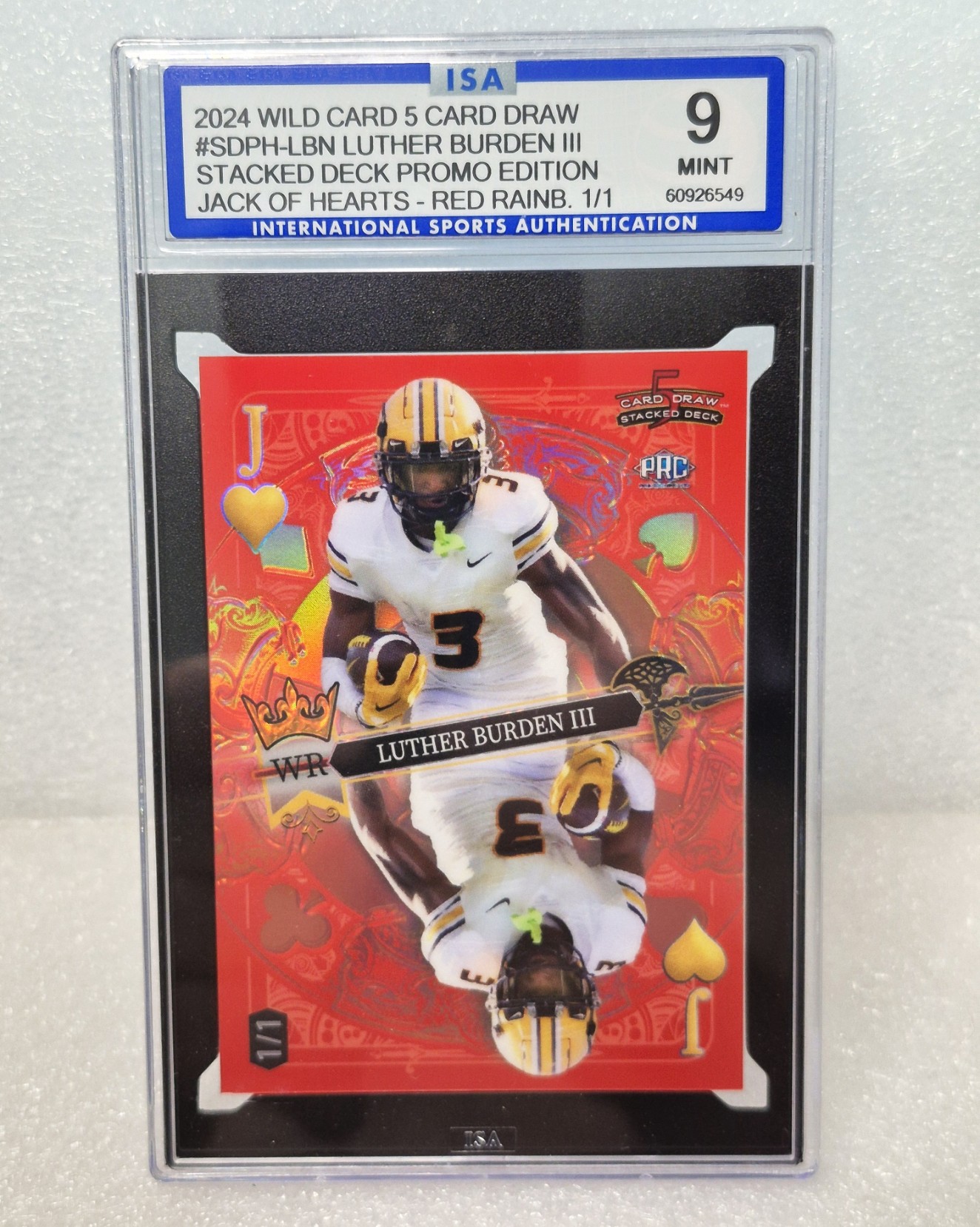 Luther Burden III 2024 Wild Card 5 Card Draw Red Rainbow Mirror 1/1 Bears ISA 9