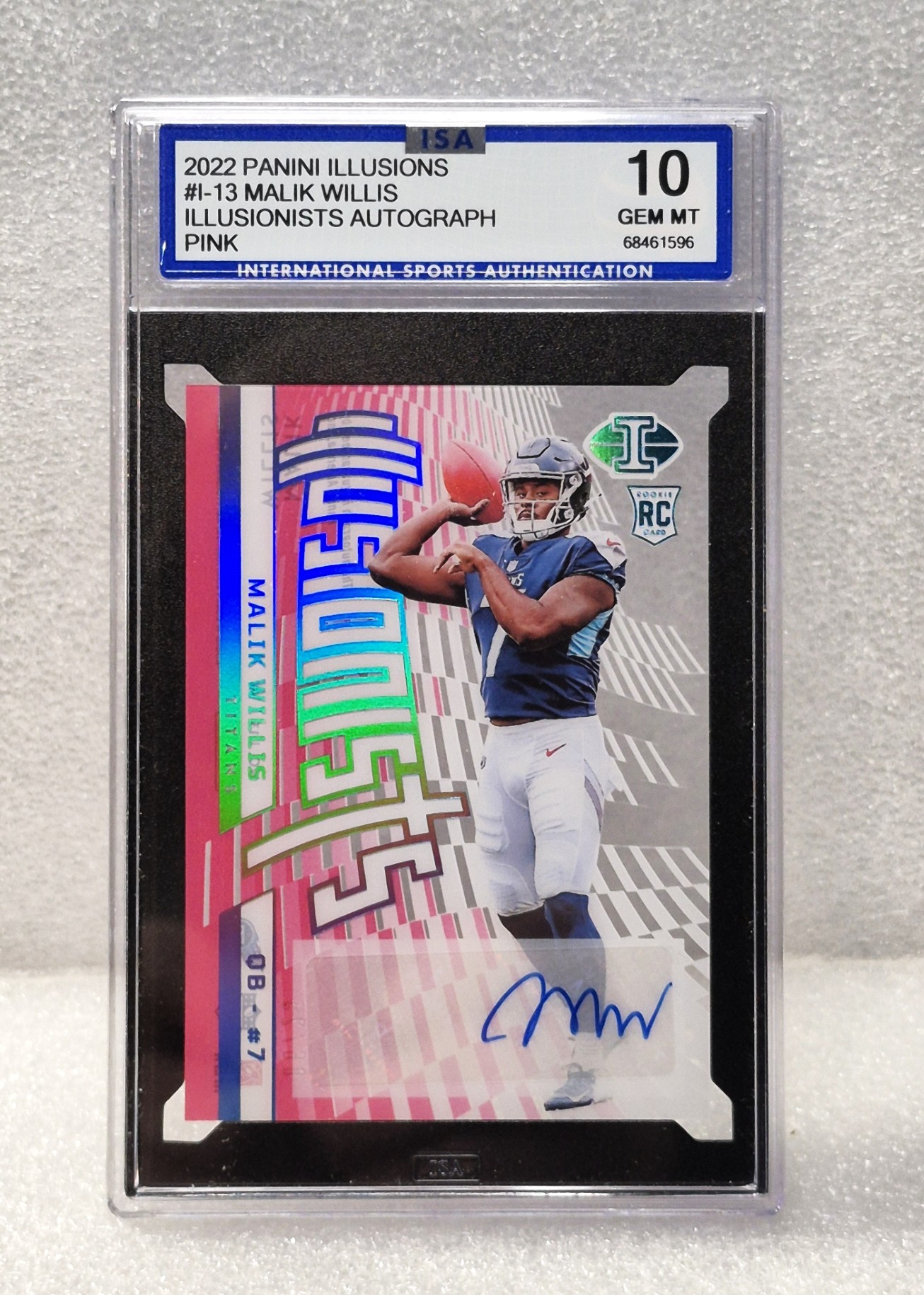 2022 Panini Illusions Illusionists Pink Malik Willis #I-13 Auto 06/25 ISA 10