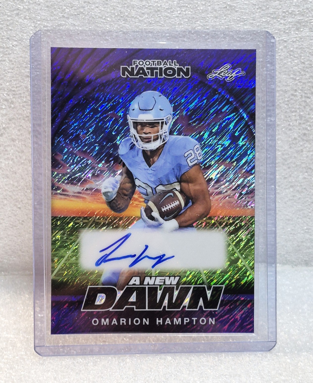 Omarion Hampton 1/8 2025 Leaf Football Nation New Dawn Shimmer