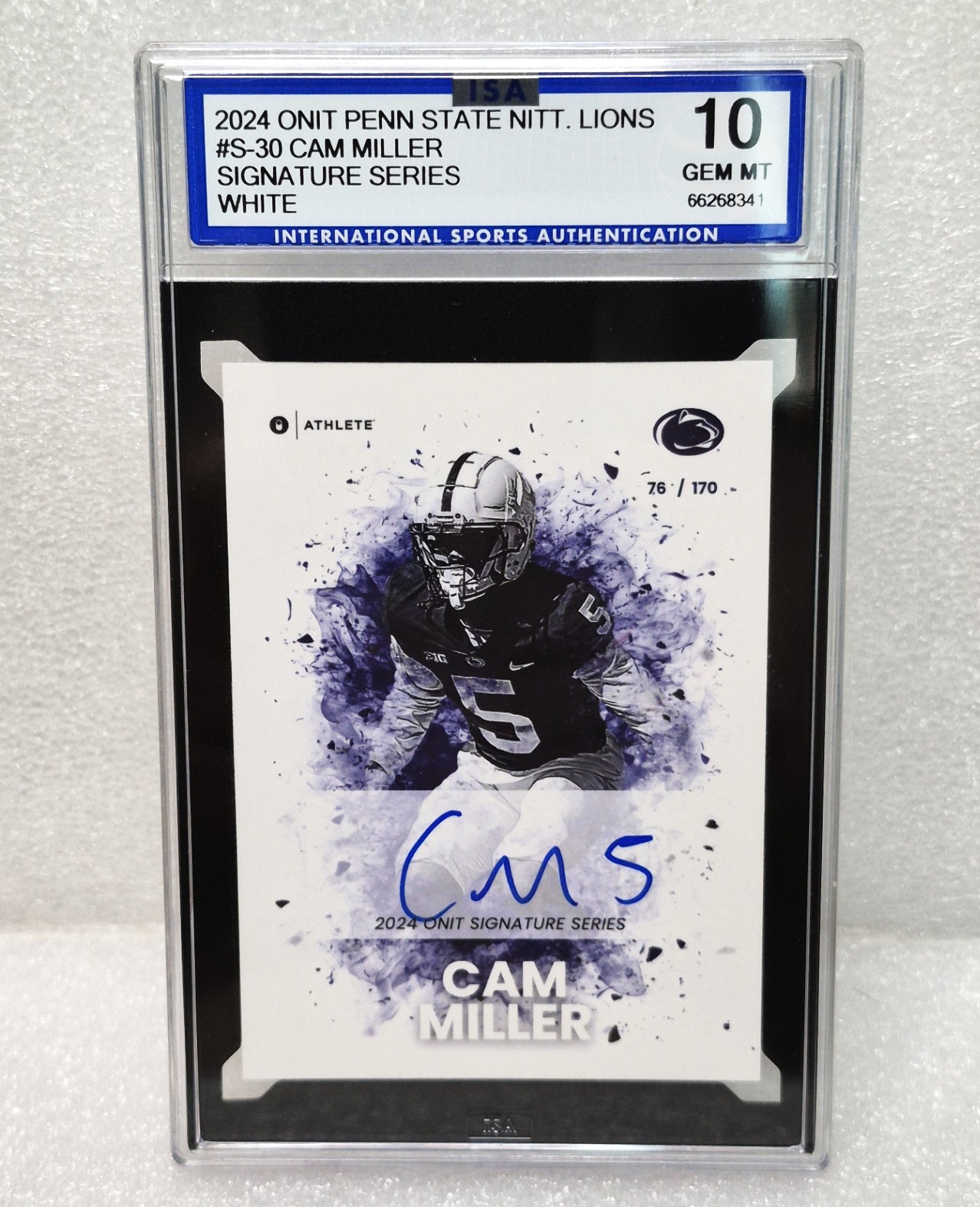 Cam Miller 2024 Onit Athlete Penn State Nittany Lions Autograph S-30 Auto ISA 10