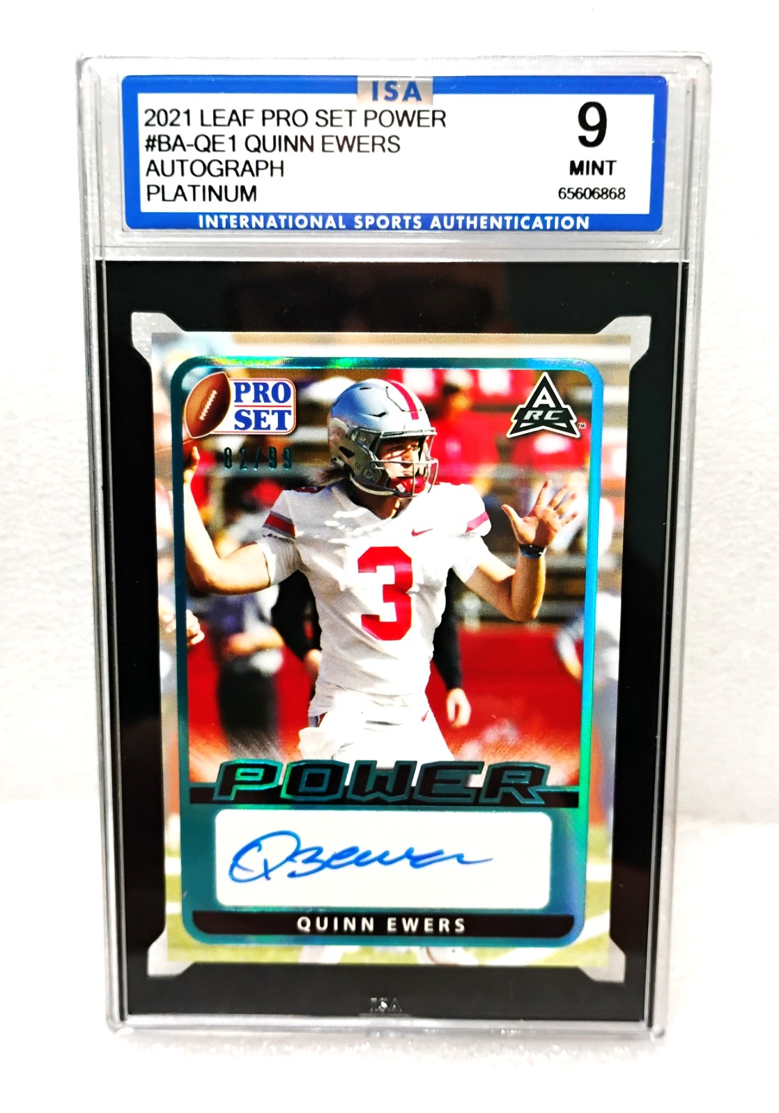 2021 Leaf Pro Set Power Quinn Ewers Auto RC Platinum #BA-QE1 ISA 9 Mint