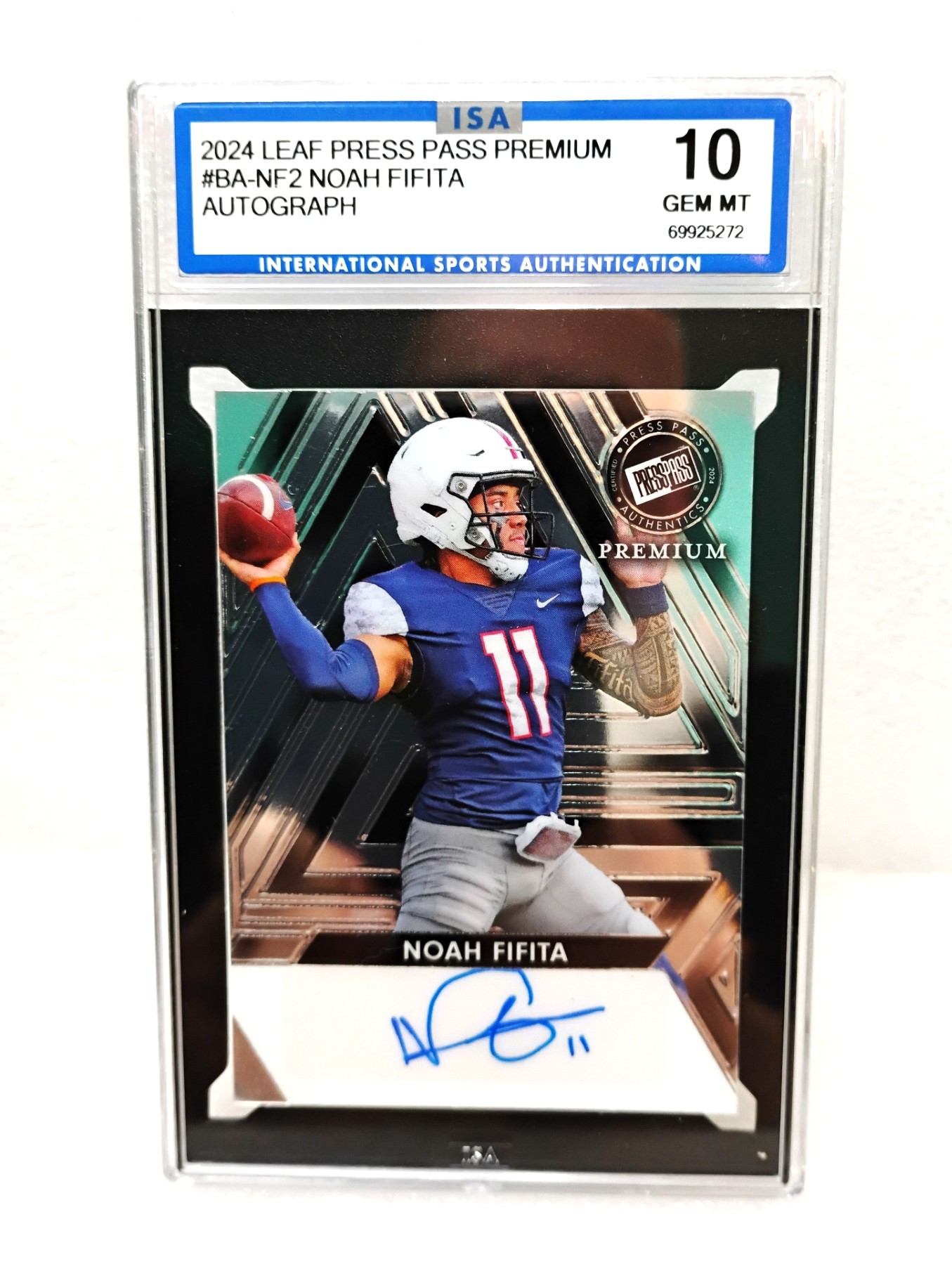 2024 Leaf Press Pass Premium Silver Auto 86/99 Noah Fifita #BA-NF2 Auto ISA 10