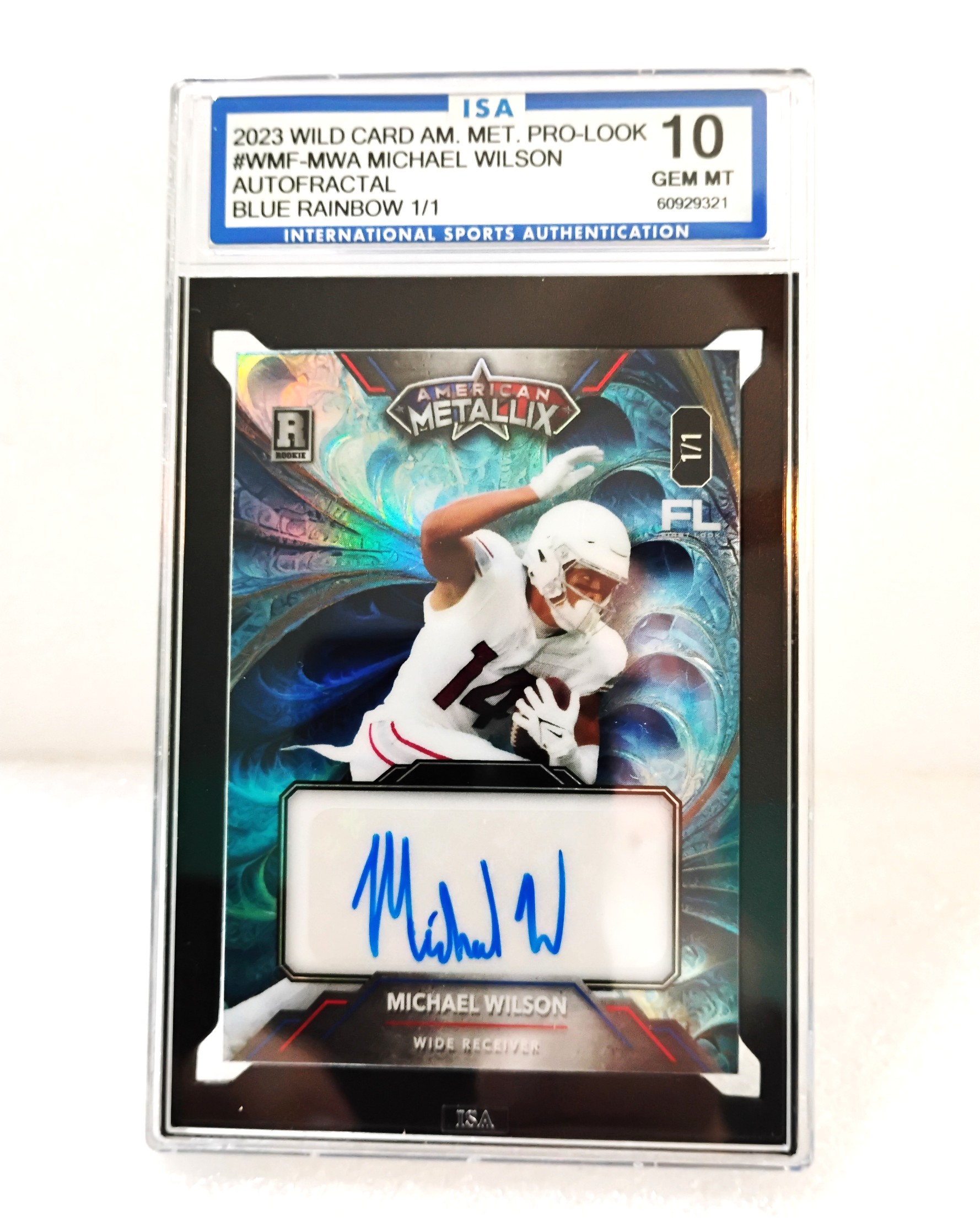 MICHAEL WILSON 2023 Wild Card American Metallix RC Auto FL  1/1 ISA 10 Gem Mint