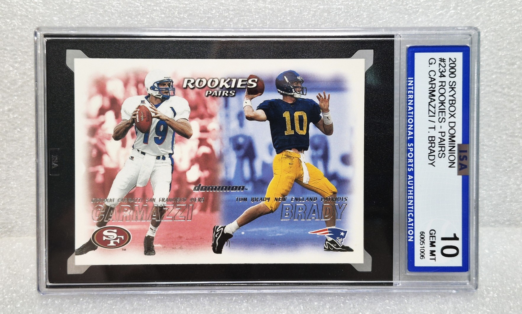 TOM BRADY 2000 SKYBOX DOMINION #234 ROOKIE RC ISA 10 GEM PATRIOTS NFL GOAT