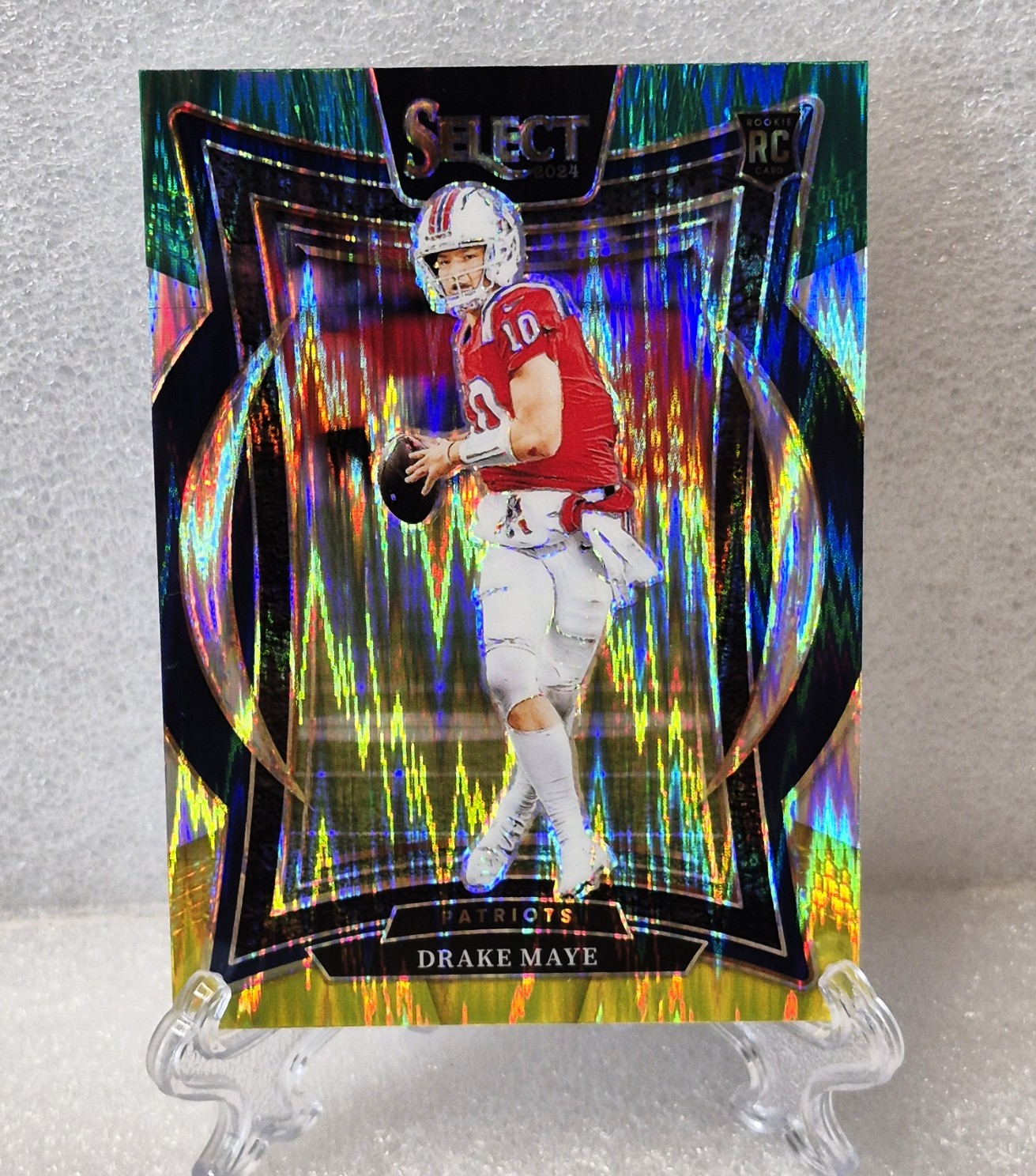 2024 Panini Select Concourse Yellow Green RC Drake Maye Rookie Shimmer Prizm #27