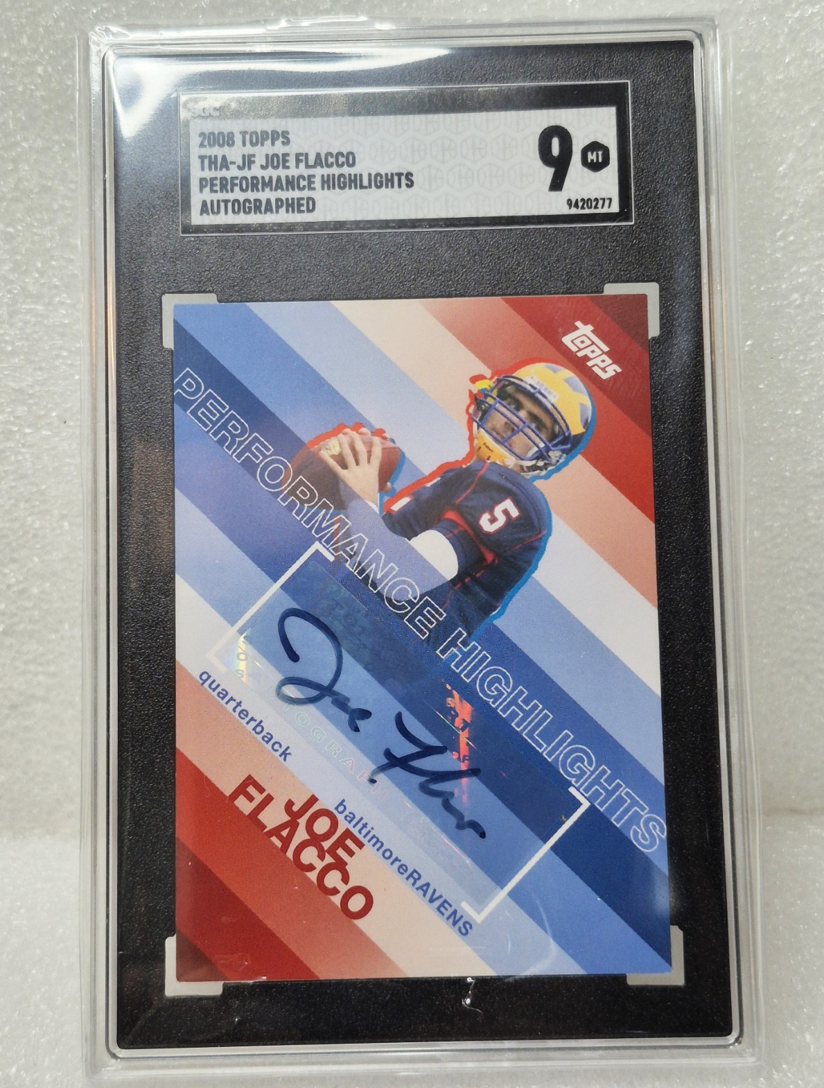 Joe Flacco 2008 Topps RC Performance Highlights Autograph SGC 9