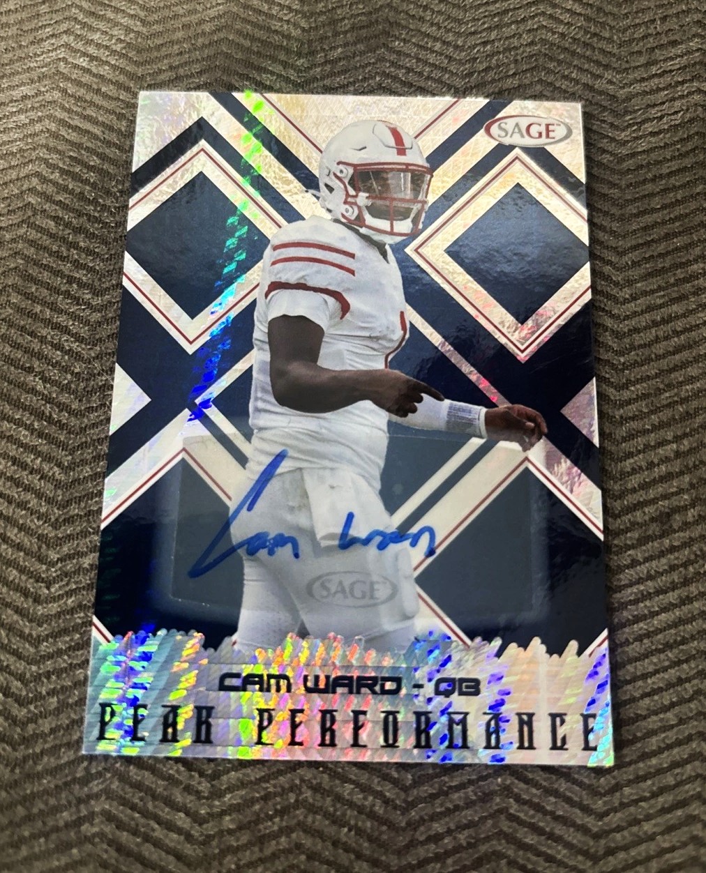 2025 Sage Peak Performance Football Cam Ward Rookie Auto Blue #PAK-CW