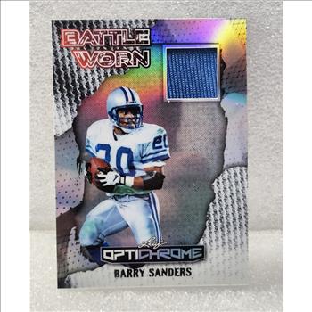 2025 Leaf Optichrome Barry Sanders 9/10 Battle Worn Silver Prismatic Used Relic