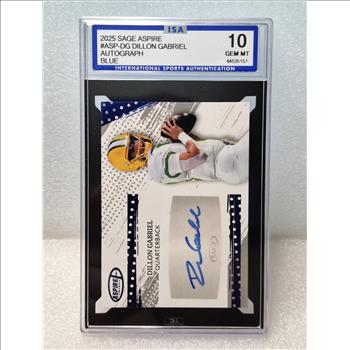2025 Sage Aspire Football Dillon Gabriel Auto Blue Foil SP ISA 10 Gem Mint