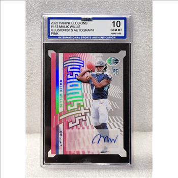 2022 Panini Illusions Illusionists Pink Malik Willis #I-13 Auto 06/25 ISA 10