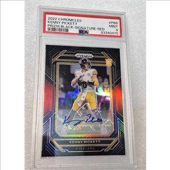 2022 Panini Chronicles Prizm Kenny Pickett RC Auto Black Red 37/99 PSA 9