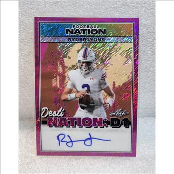 2025 Leaf Football Nation Ryder Lyons Desti-Nation: D1 Auto Shimmer Pink 5/6