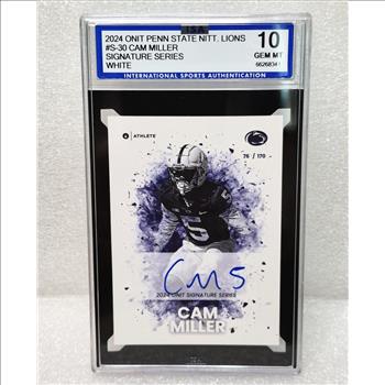 Cam Miller 2024 Onit Athlete Penn State Nittany Lions Autograph S-30 Auto ISA 10