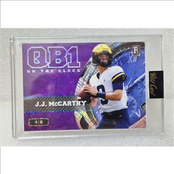 2023 Wild Card QB1 On The Clock #OCW-JM1 J.J. McCarthy Purple Pulsar 4/8