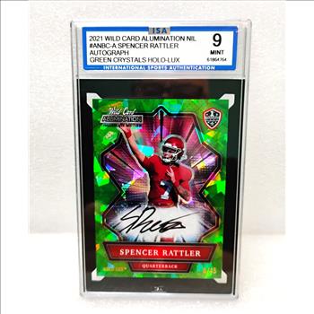 2021 Wild Card Alumination Spencer Rattler Auto RC Green Crystals ISA 9 Mint