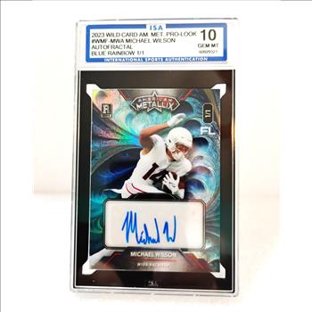 MICHAEL WILSON 2023 Wild Card American Metallix RC Auto FL  1/1 ISA 10 Gem Mint