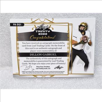 2022 Leaf Trinity #PA-DG1 DILLON GABRIEL Patch Autograph RC (RPA) 84/99