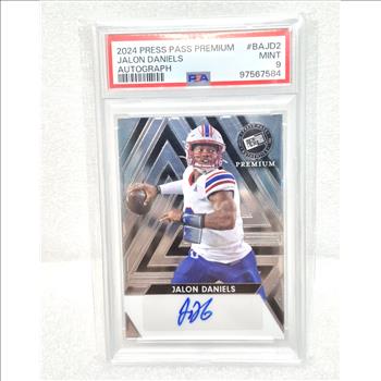 Jalon Daniels 2024 Leaf Press Pass Premium Rookie Auto Card 6/99 BA-JD2 PSA 9