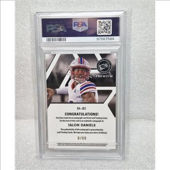 Jalon Daniels 2024 Leaf Press Pass Premium Rookie Auto Card 6/99 BA-JD2 PSA 9