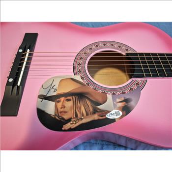 Lainey Wilson Pink Guitar with Signed Custom Insert Pickguard (JSA)