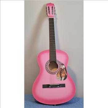 Lainey Wilson Pink Guitar with Signed Custom Insert Pickguard (JSA)