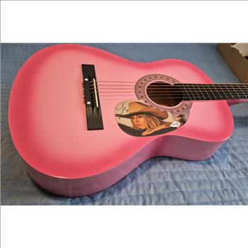 Lainey Wilson Pink Guitar with Signed Custom Insert Pickguard (JSA)