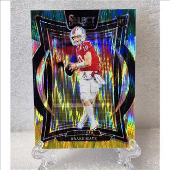 2024 Panini Select Concourse Yellow Green RC Drake Maye Rookie Shimmer Prizm #27