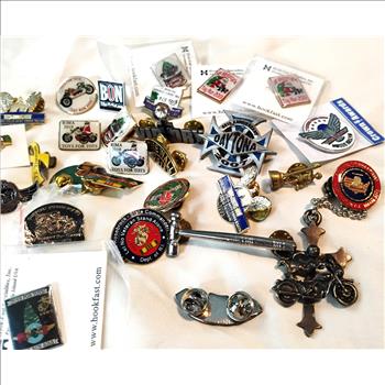 Collector Pins 32 Toys for Tots, Biker Pins and more