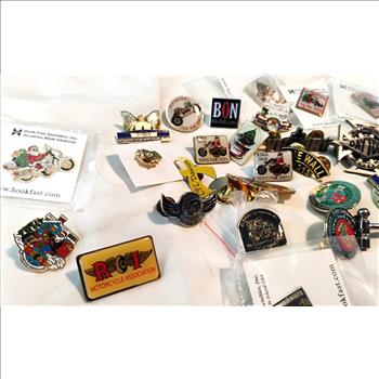 Collector Pins 32 Toys for Tots, Biker Pins and more